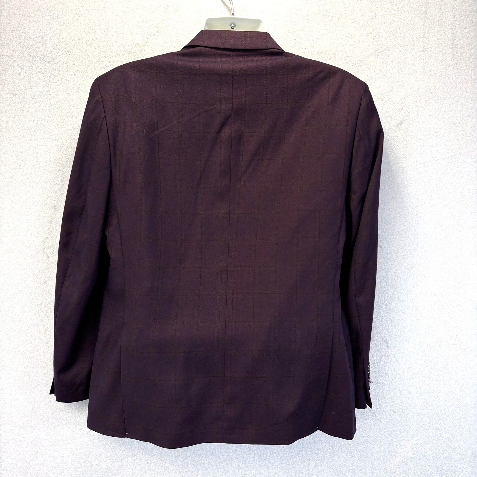 Nwt Alain Dupetit Blazer Vest 2 Pc Set Mens 44s Purple Plaid Formal Suit Jacket — image 4 of 8